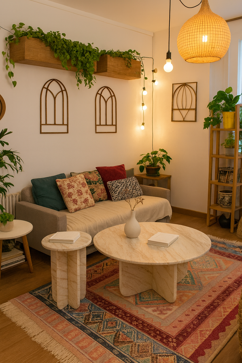 White Marble Clover Pedestal Side Table