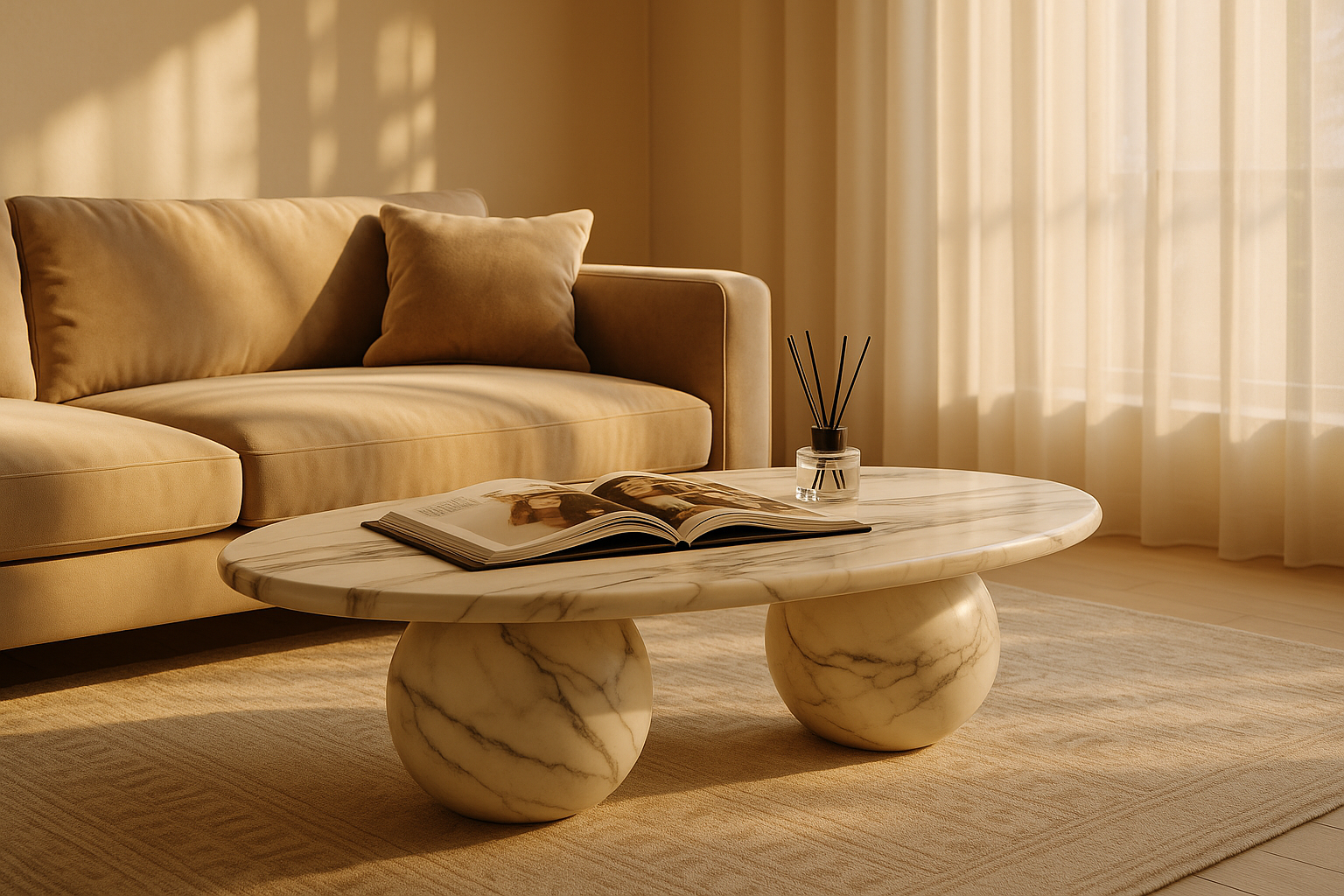 White Marble Sphere Base Coffee Table