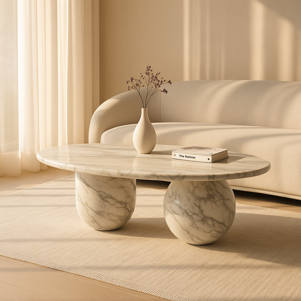 White Marble Sphere Base Coffee Table