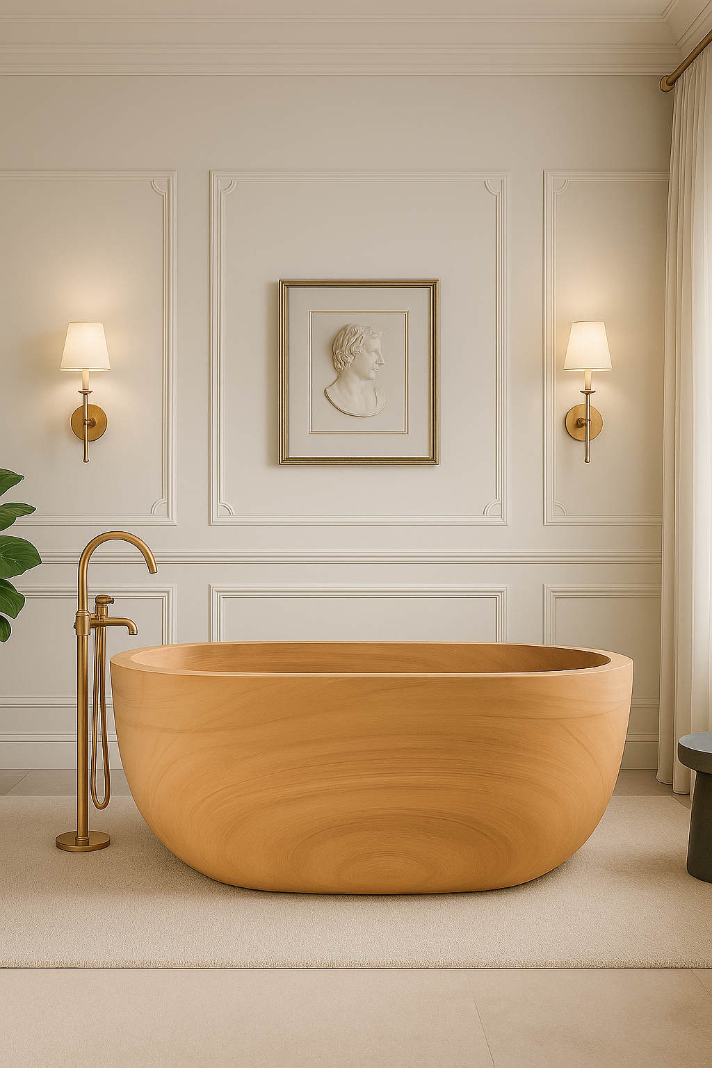 Oval Wooden Japanese-Style Soaking Tub
