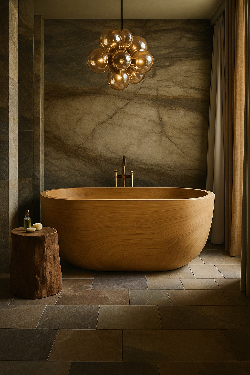 Oval Wooden Japanese-Style Soaking Tub