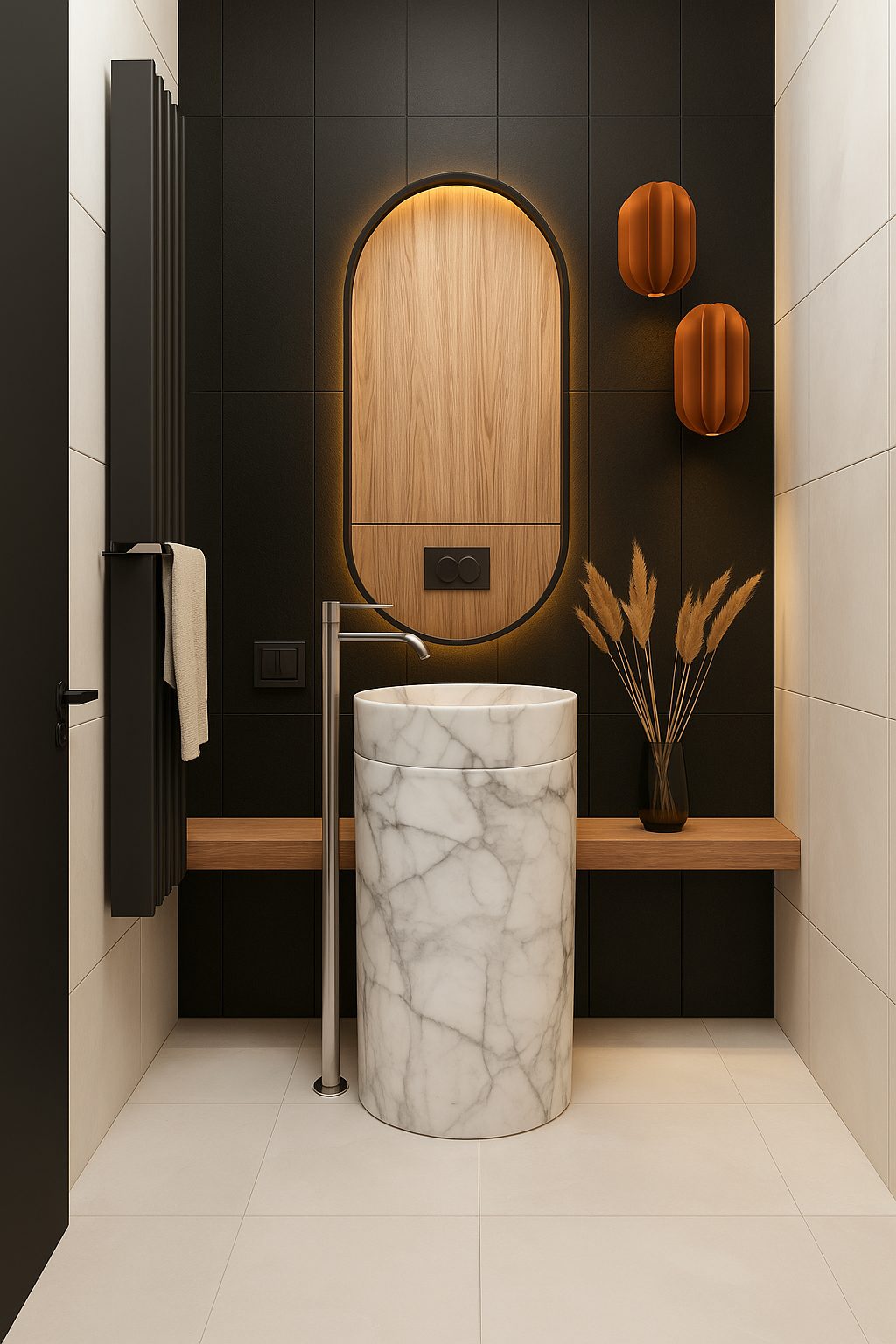 Classic Cylindrical Marble Pedestal Basin