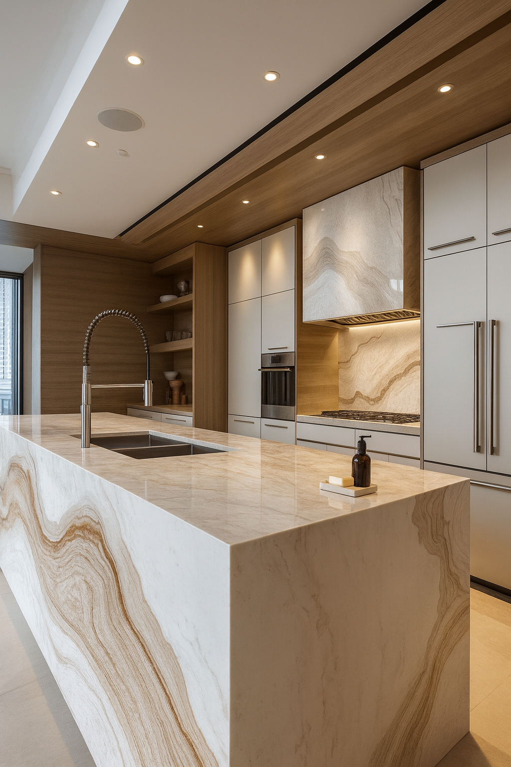 Sandstone Vein Marble Kitchen Countertop