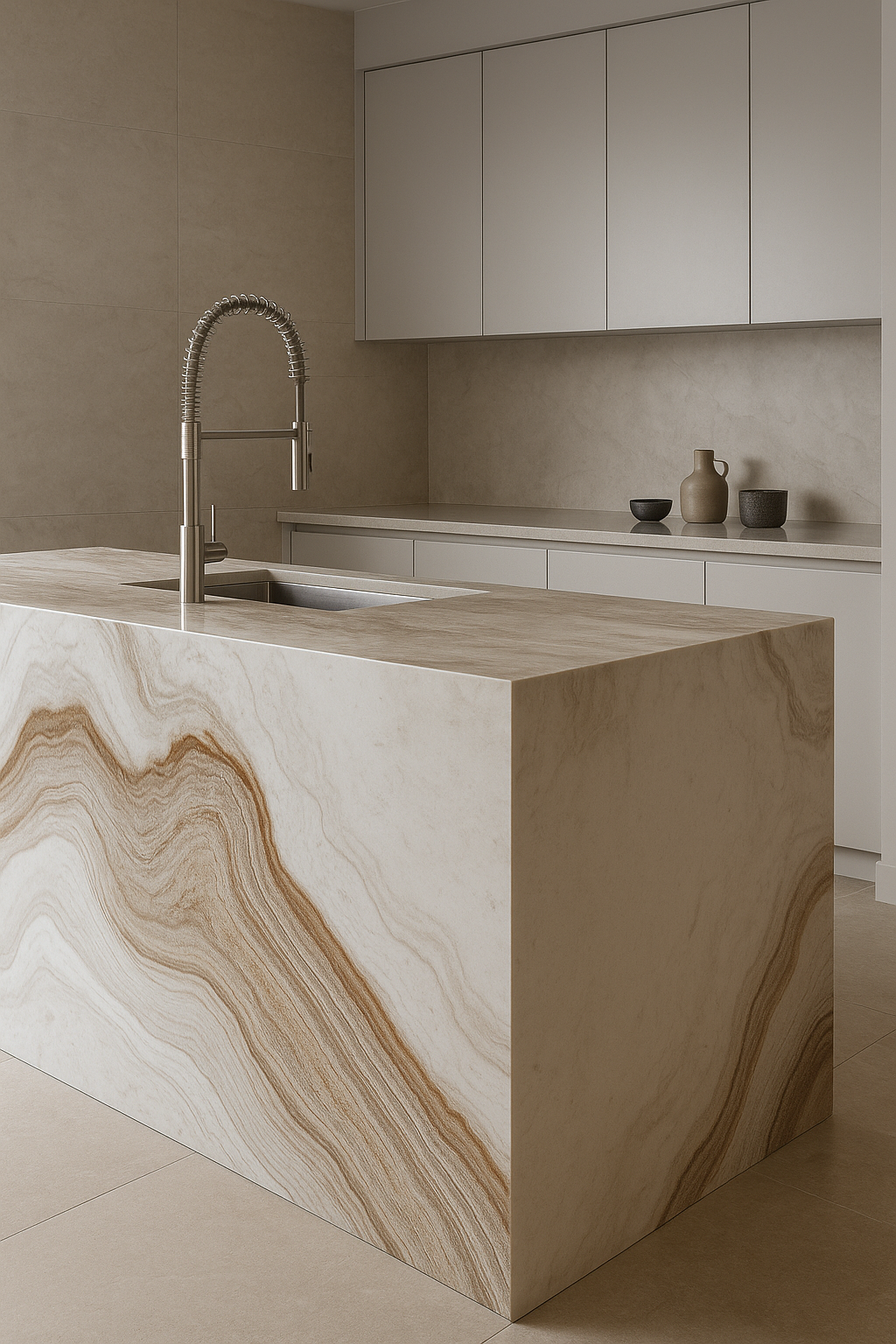 Sandstone Vein Marble Kitchen Countertop