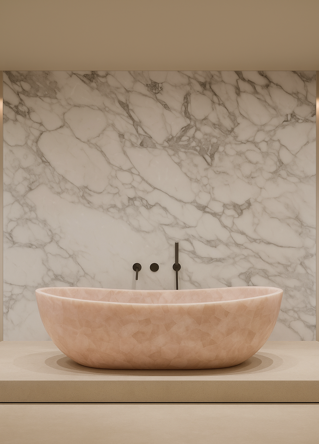 Blush Pink Stone Freestanding Bathtub