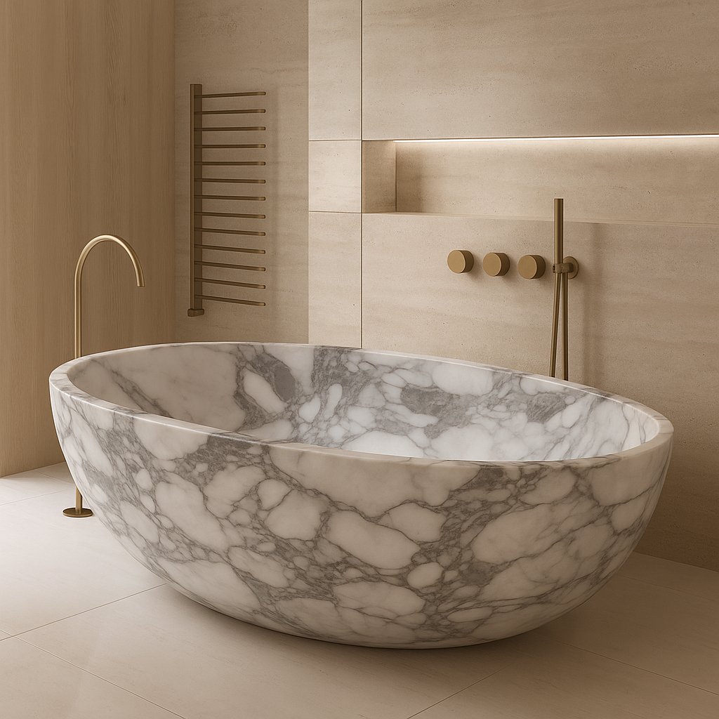 Classic White Marble Freestanding Bathtub