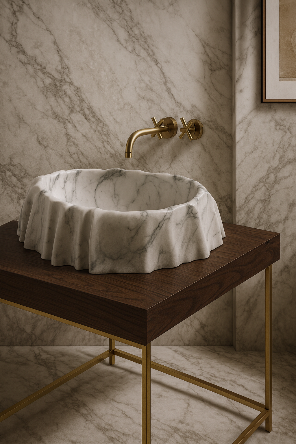Draped Marble Artistic Basin