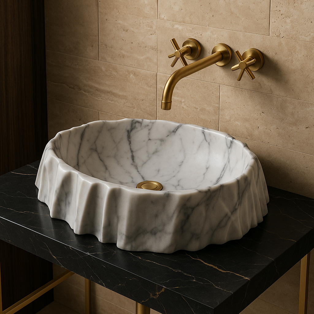 Draped Marble Artistic Basin