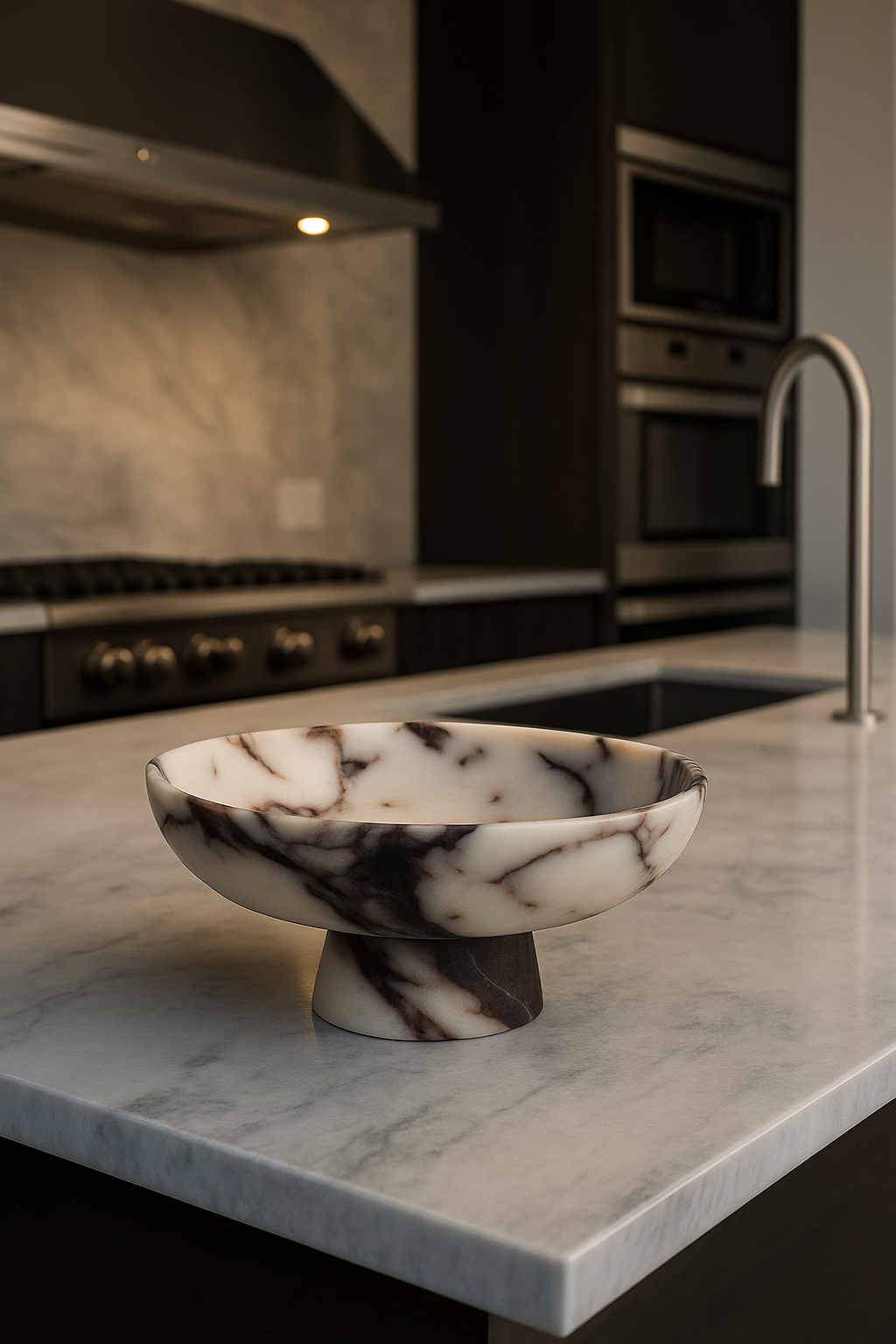 Footed Marble Display Bowl