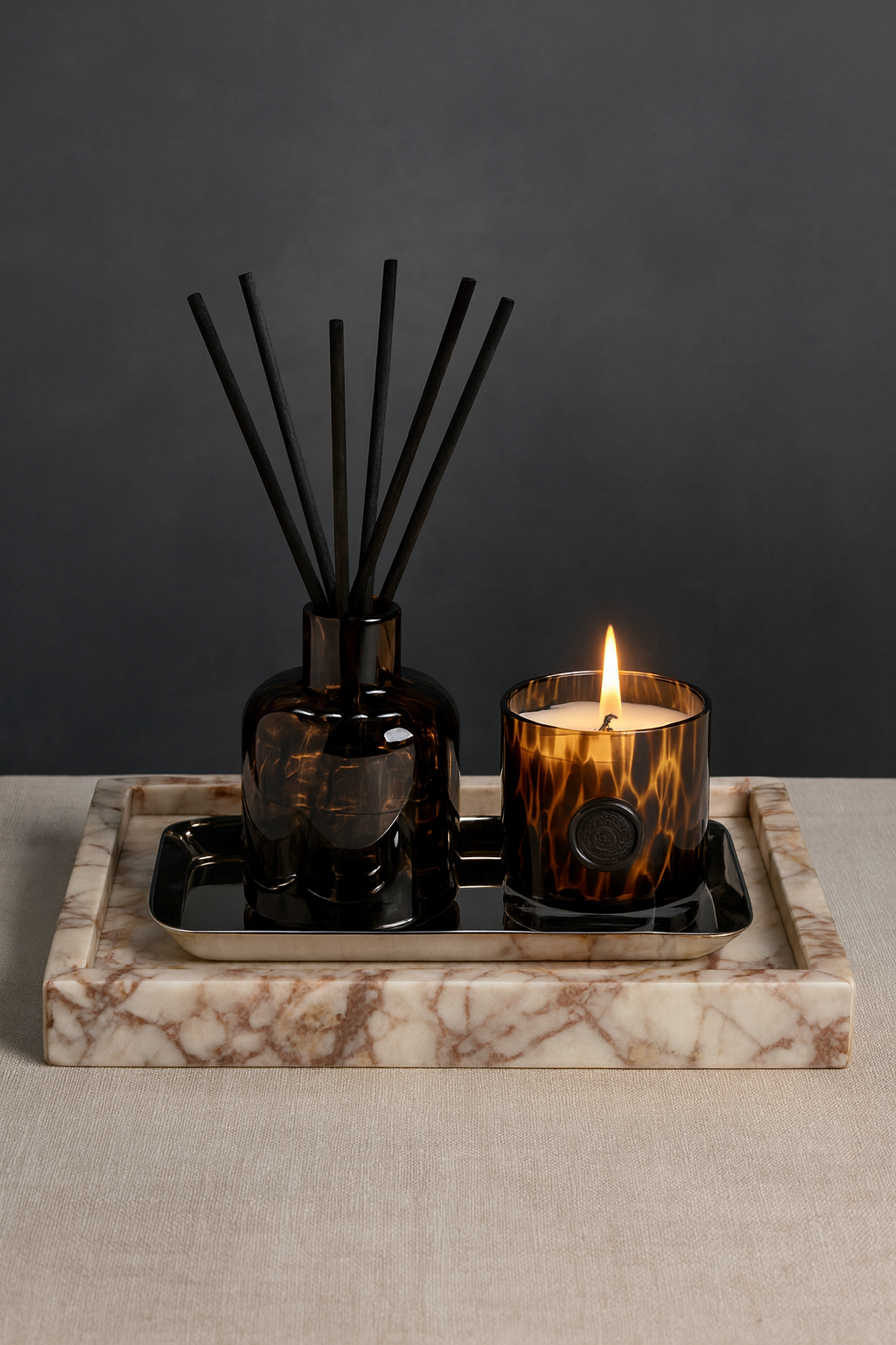 Beige Marble Rectangular Tray