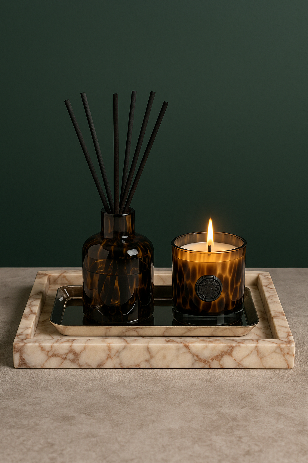 Beige Marble Rectangular Tray