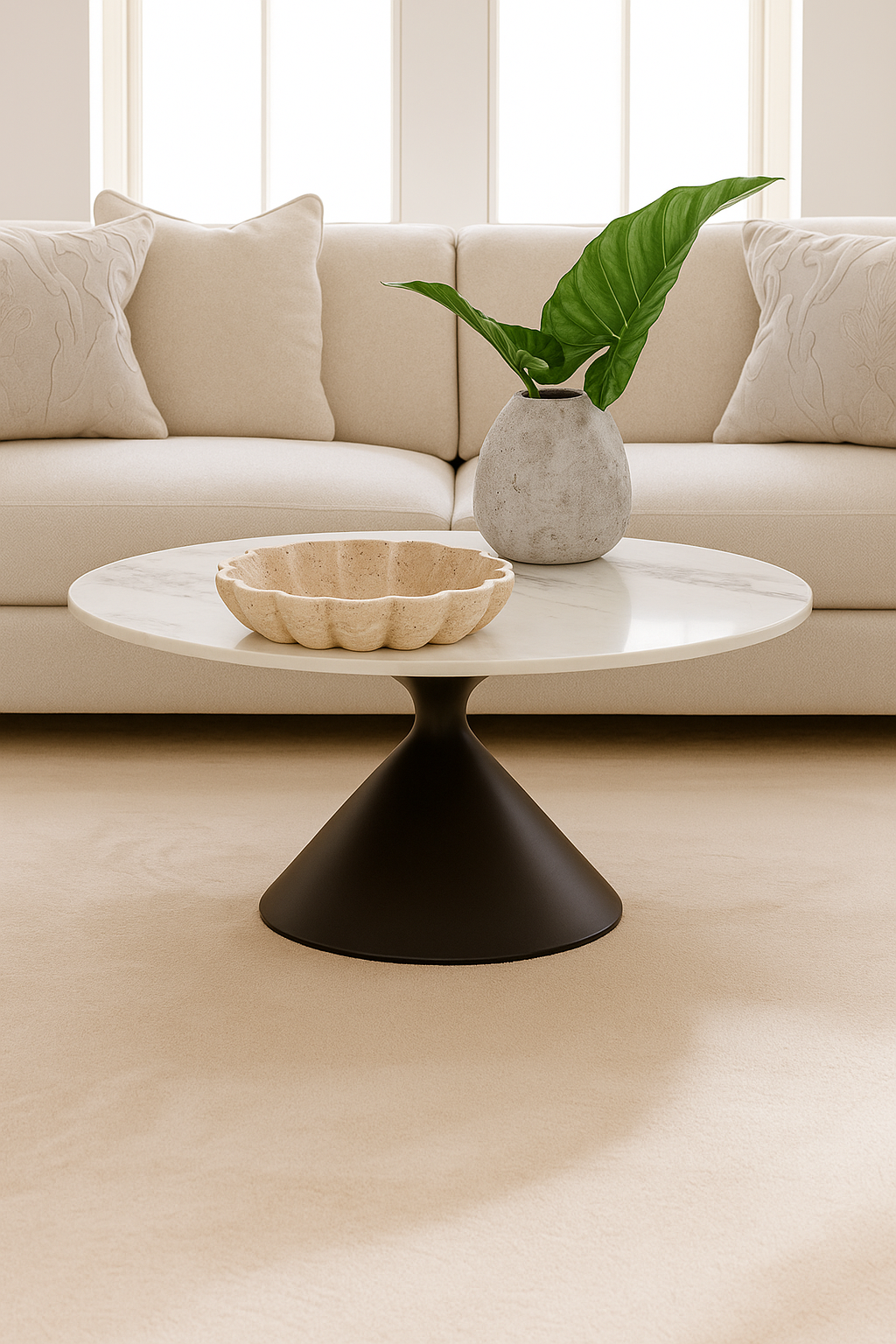 Textured Beige Marble Bowl