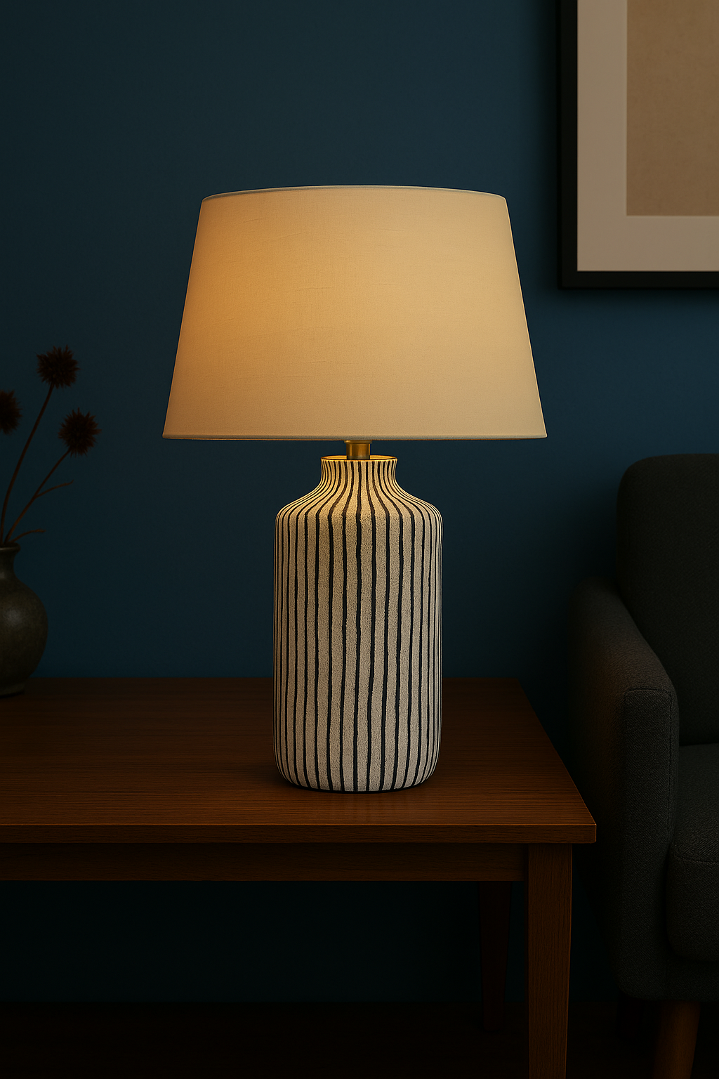 Modern Striped Ceramic Table Lamp