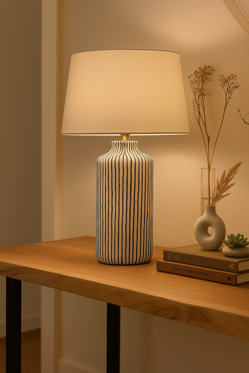 Modern Striped Ceramic Table Lamp