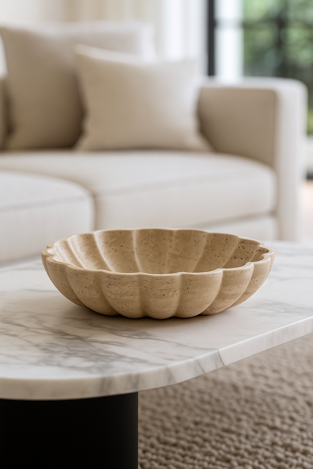 Textured Beige Marble Bowl
