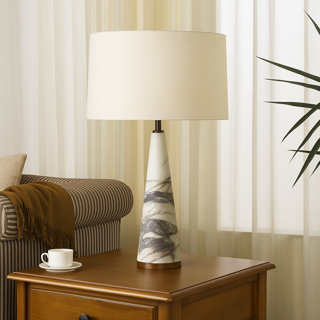 Tall Marbled Cone Table Lamp