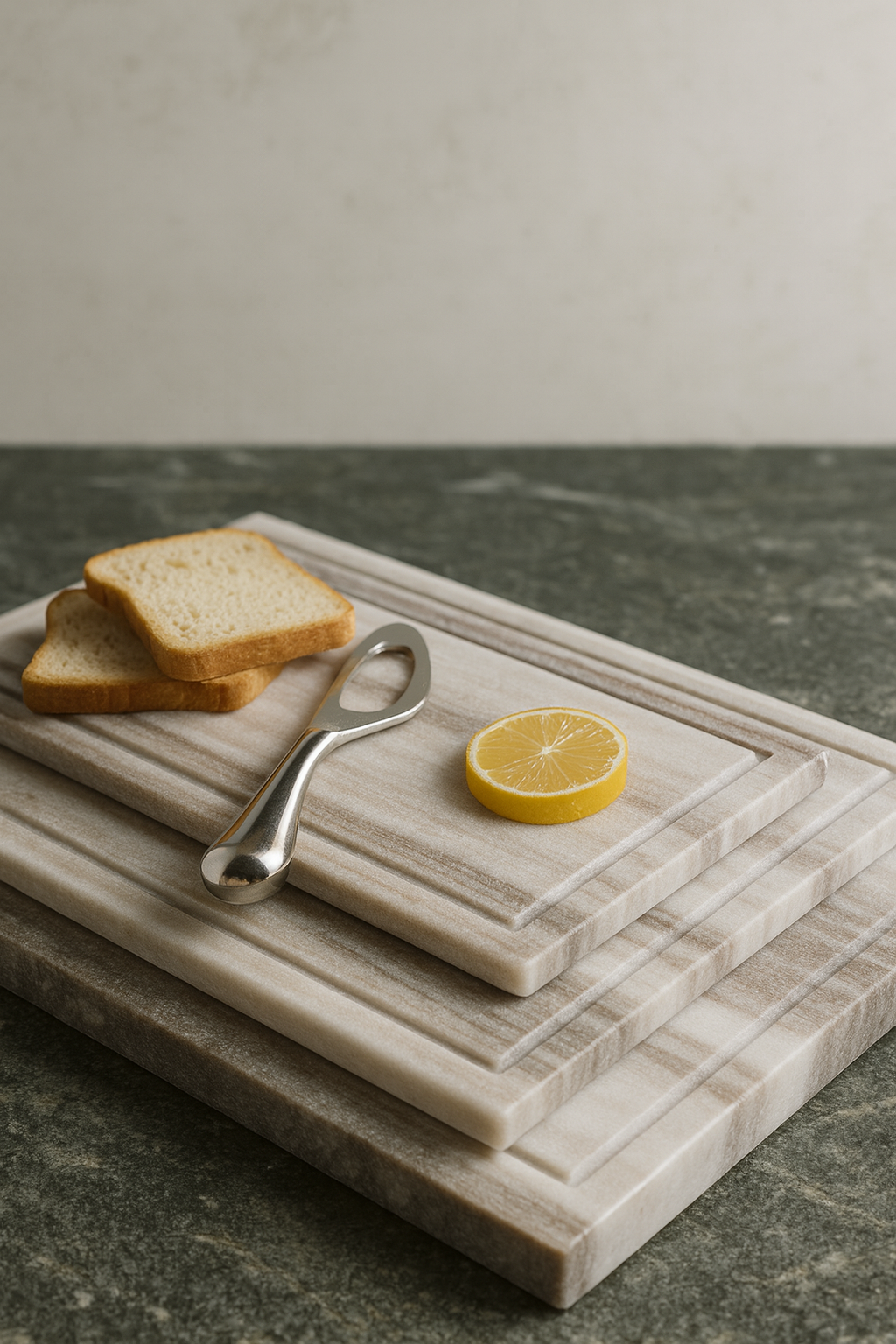 Stacked Beige Marble Cutting Boards