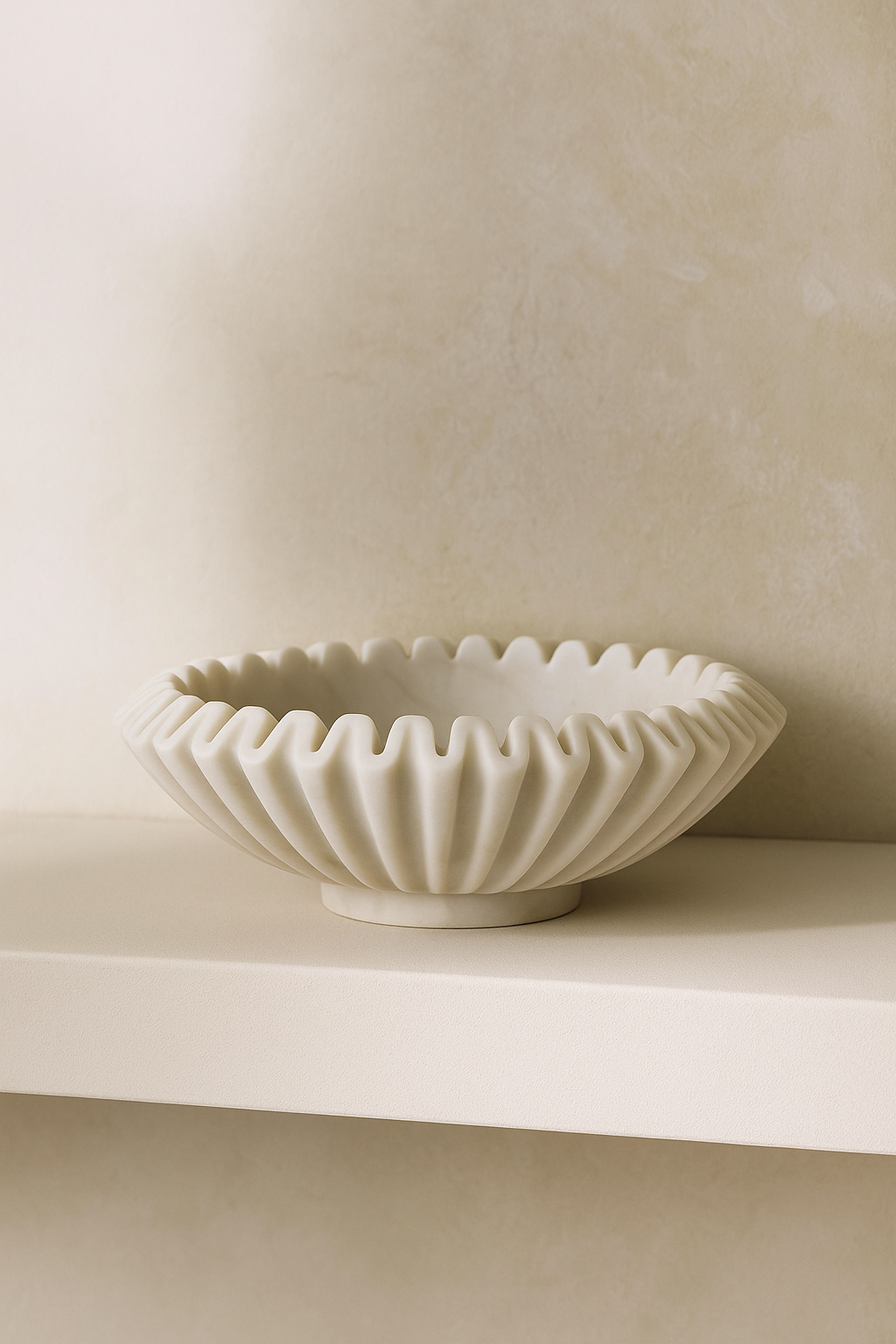 Fluted White Marble Bowl