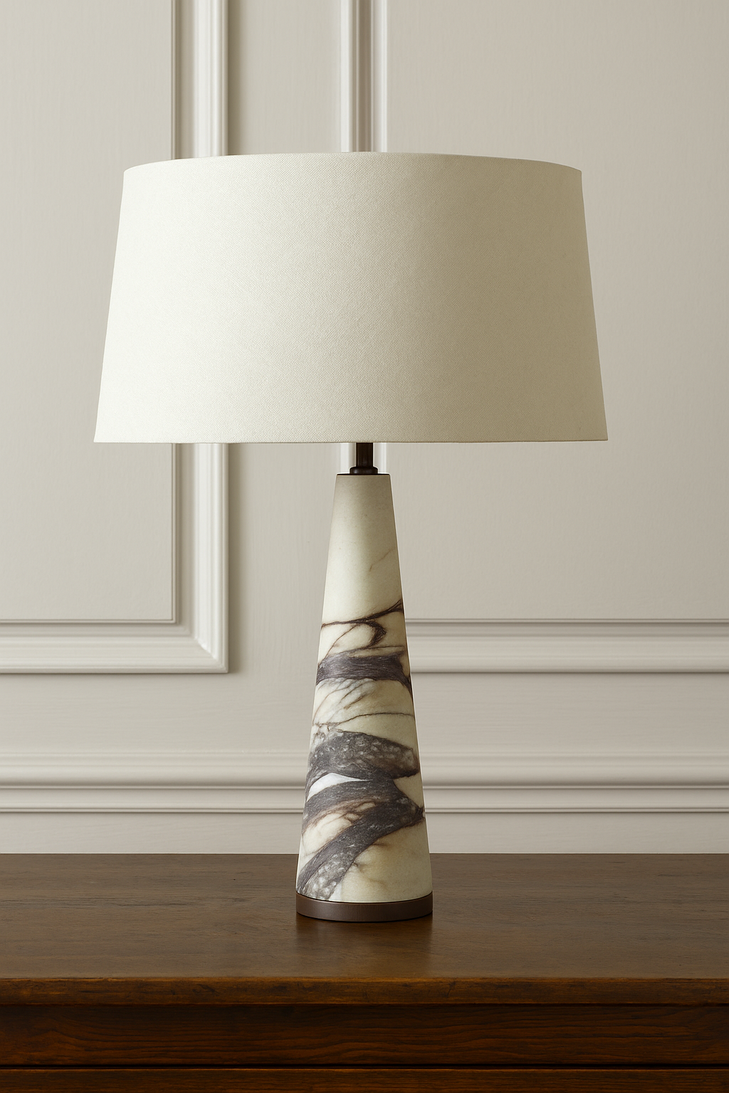 Tall Marbled Cone Table Lamp