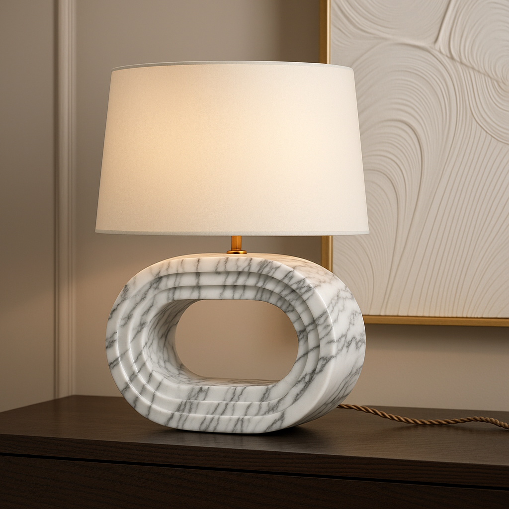 Oval Marble Sculptural Table Lamp