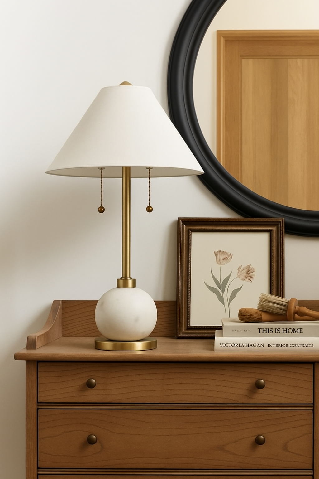 Sphere Marble Table Lamp with Brass