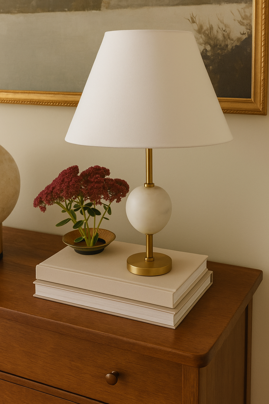 Sphere Marble Table Lamp with Brass