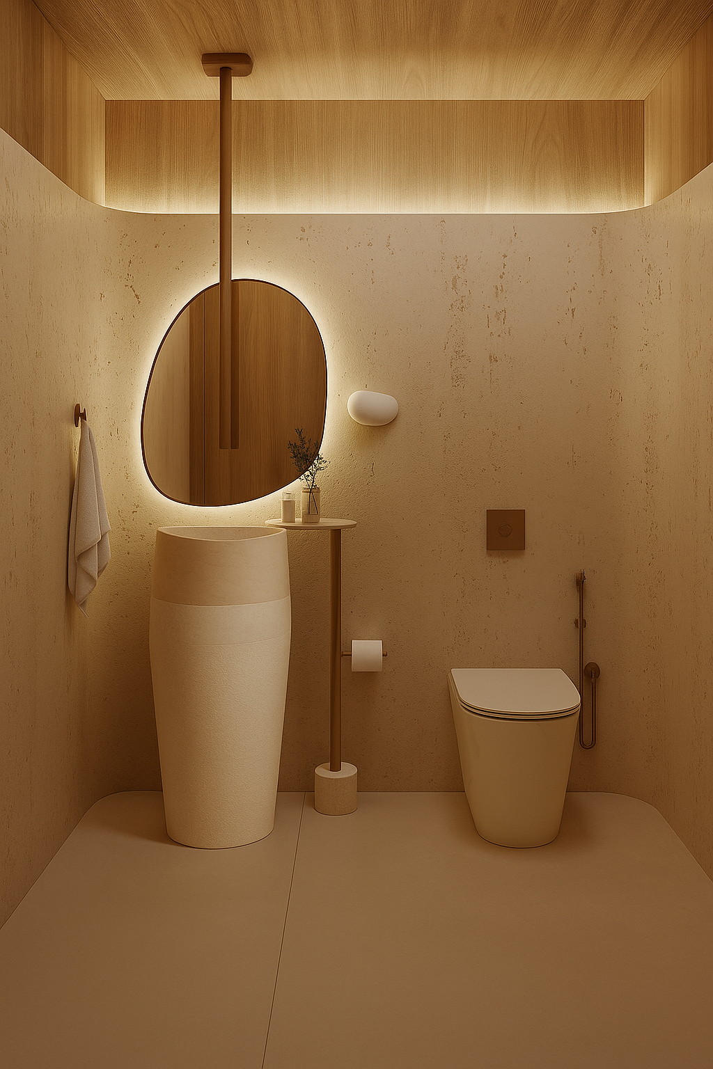 Two-Tone Textured and Polished Pedestal Basin