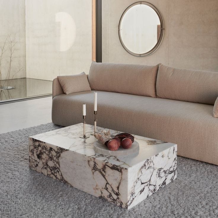 Monolithic White Marble Block Coffee Table