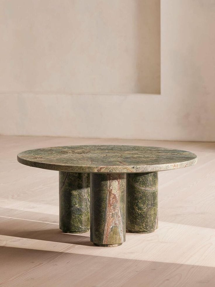 Forest Green Monolithic Marble Coffee Table
