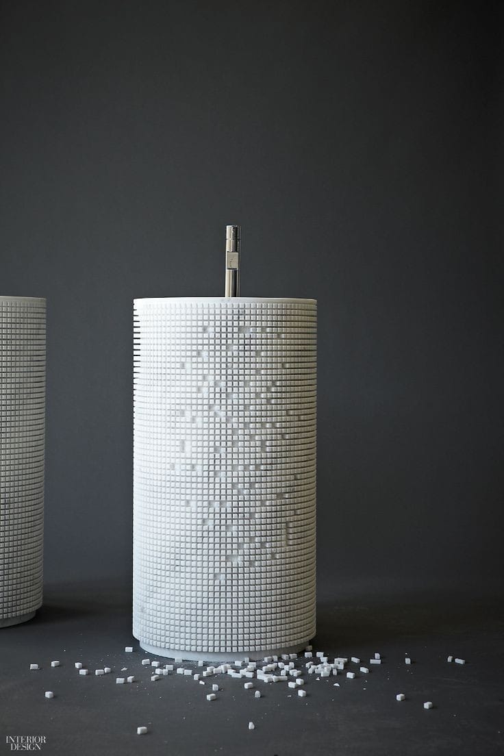 Pixelated Artistry: Mosaic Marble Pedestal Basin