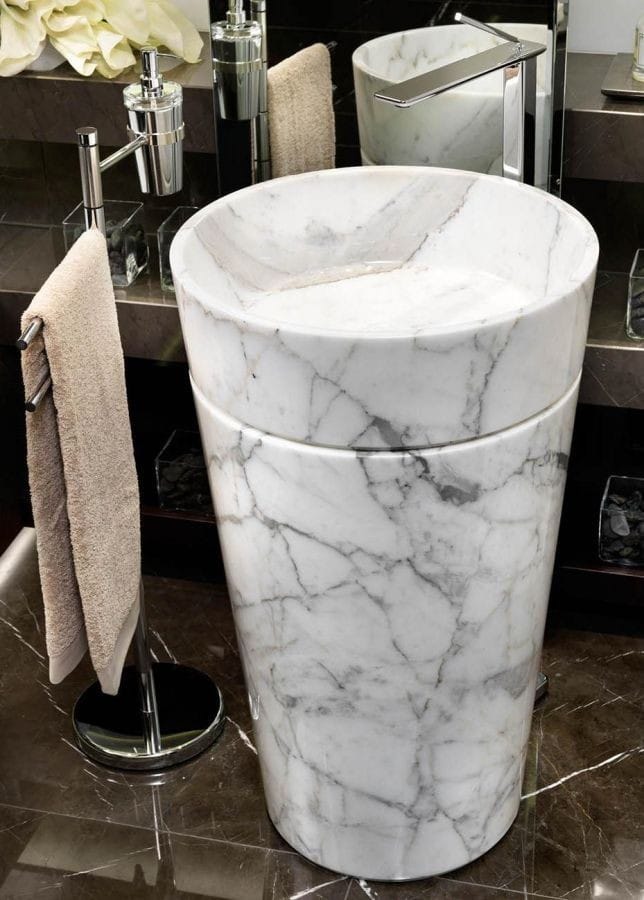 Classic Cylindrical Marble Pedestal Basin