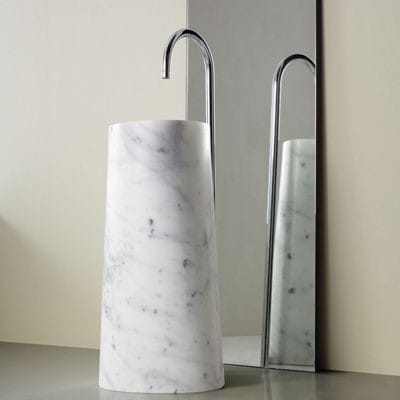 Tapered Minimalist Marble Pedestal Basin